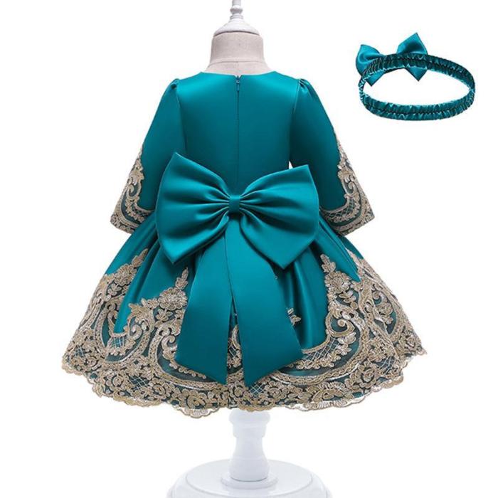 Bow Long Sleeve Lace Dress