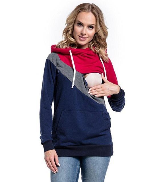 Plus Size Pregnancy Nursing Long Sleeves Maternity Clothes Hooded
