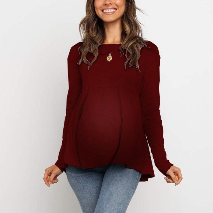 Maternity Solid Color Long Sleeve Patchwork sweater