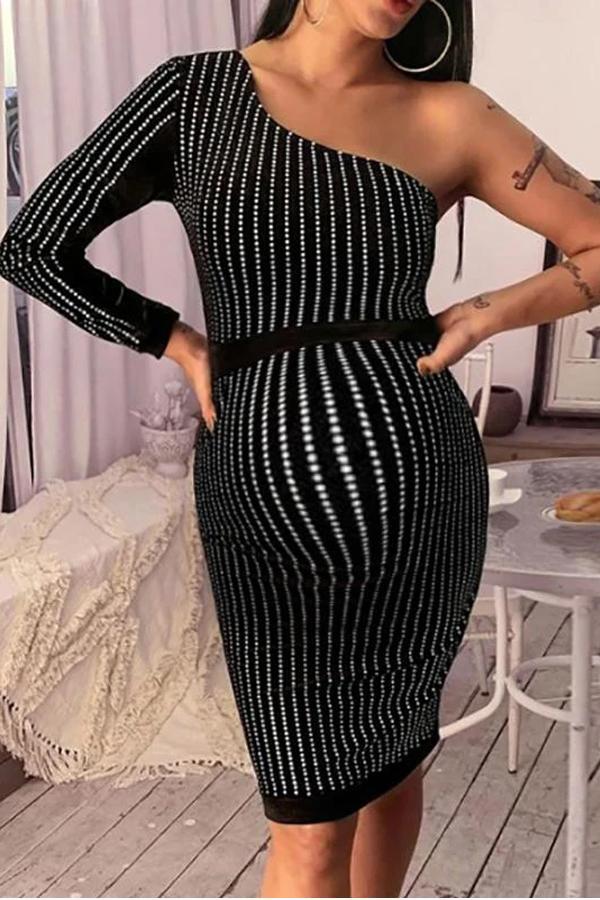 Maternity Casual Off Shoulder Print Slim Dress