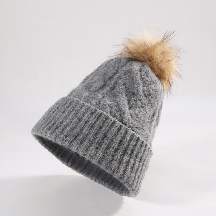 Knit warm fashion versatile cap
