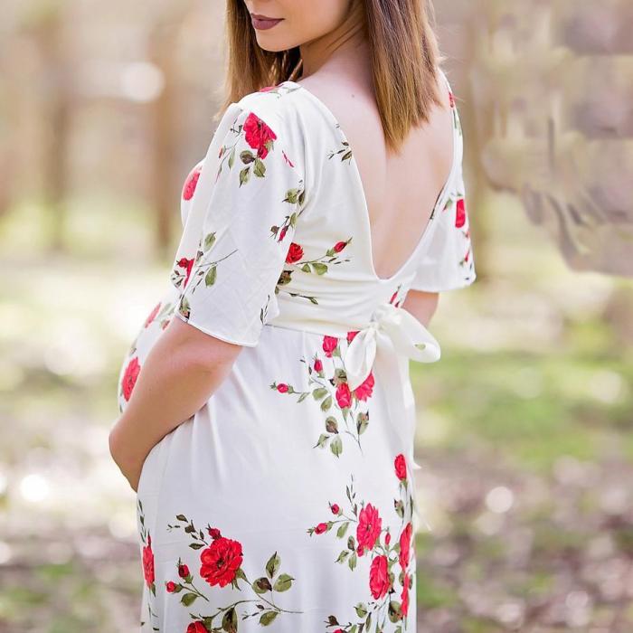 Maternity Flowers Print Dress
