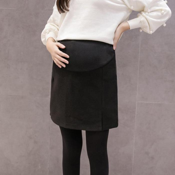 Maternity Stomach Lift Split Woolen Skirt