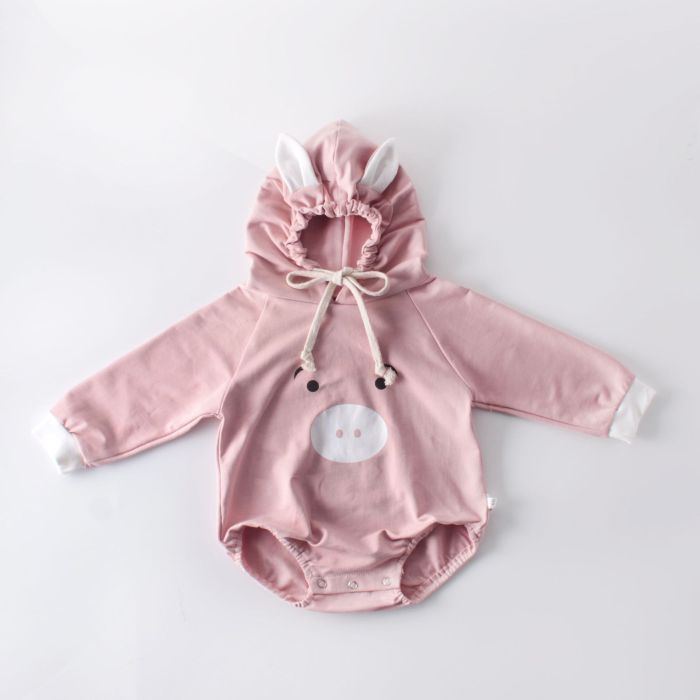 Boys and Girls Newborn Long Sleeve Clothes Hooded One-piece Clothes