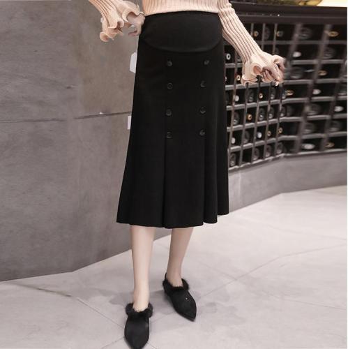 Maternity solid color button skirt