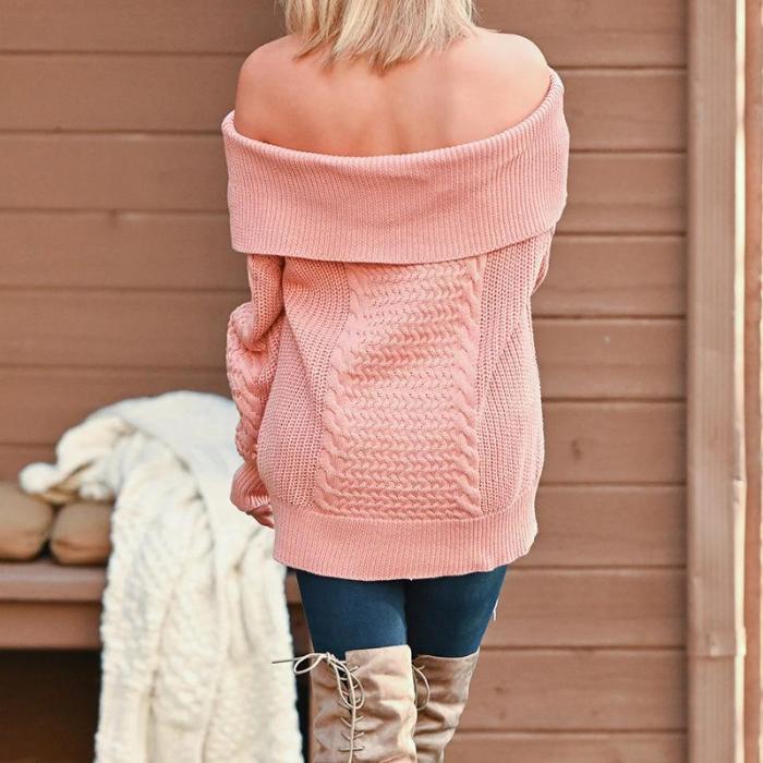 Maternity Off Shoulder Long Sleeve Pure Color Sweater