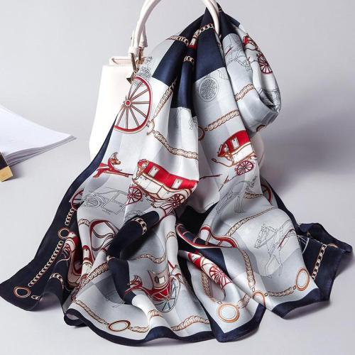 Spring and autumn new  flowers  women summer sun protection beach towel mulberry silk Scarf