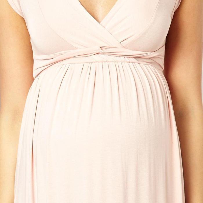 Maternity Sleeveless V-Neck Full Length Dress