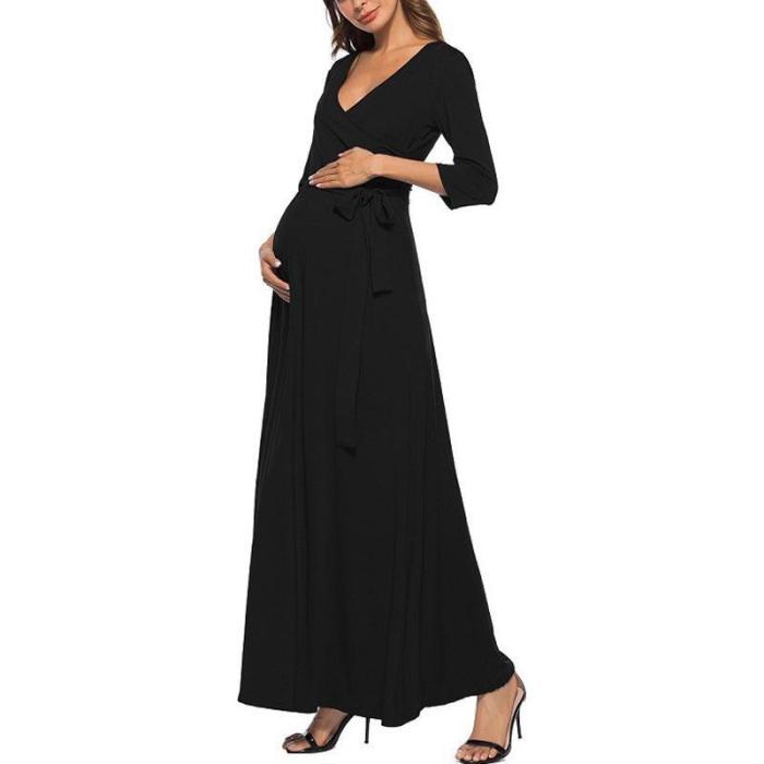 Maternity 3/4 Sleeve Dress With Belt