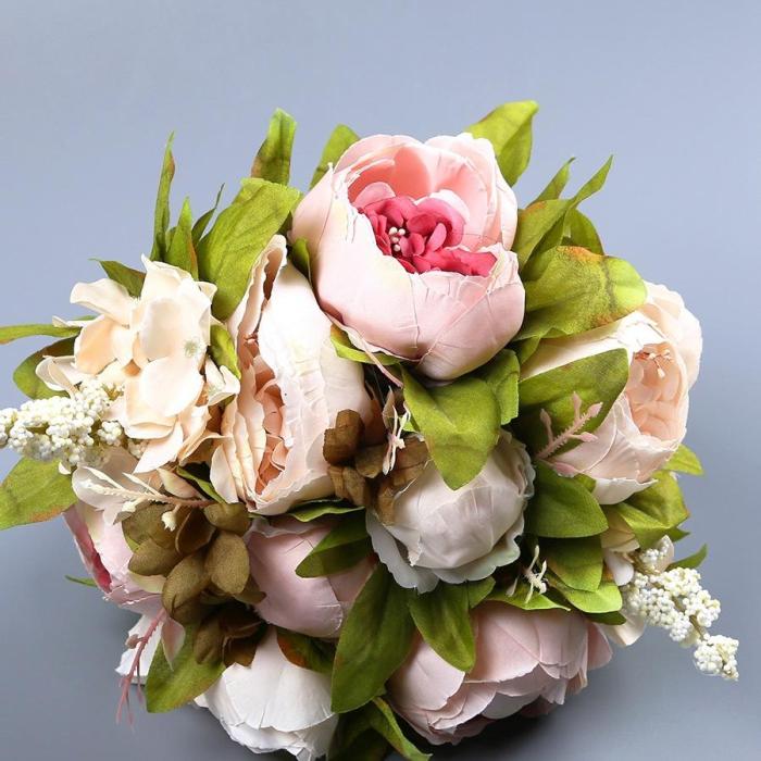 Artificial Flower Rose Holding Wedding Bouquet Silk Flower for Home Party Table Decoration