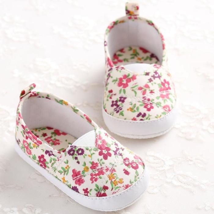 Baby Boy Girl   Toddlers Newborn Baby Girl Floral Printed Soft Sole Prewalker Shoes