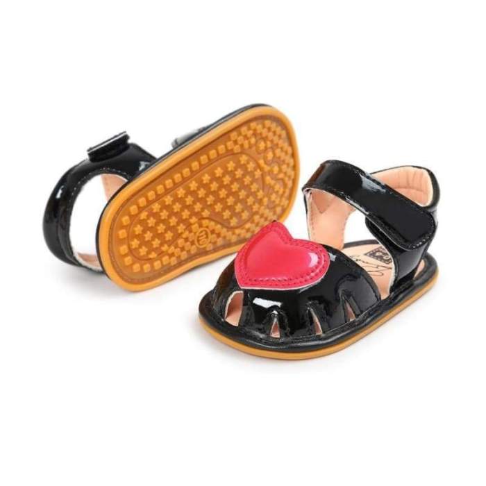 Summer Heart Princess Cute Faux Leather Baby Sandals