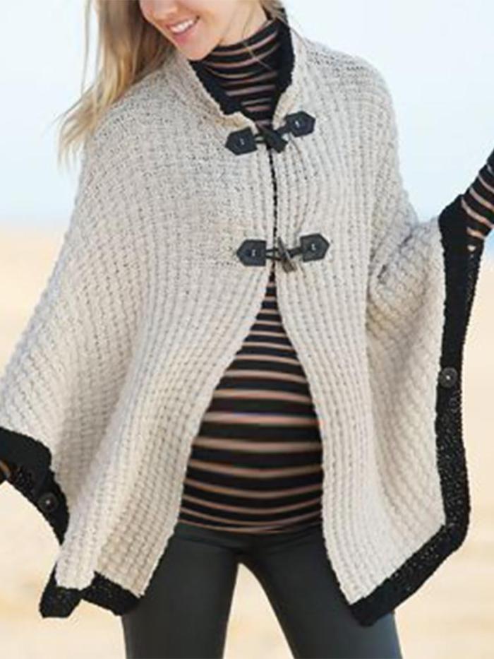 Maternity Modern Buckle collar Pure Color Sweater
