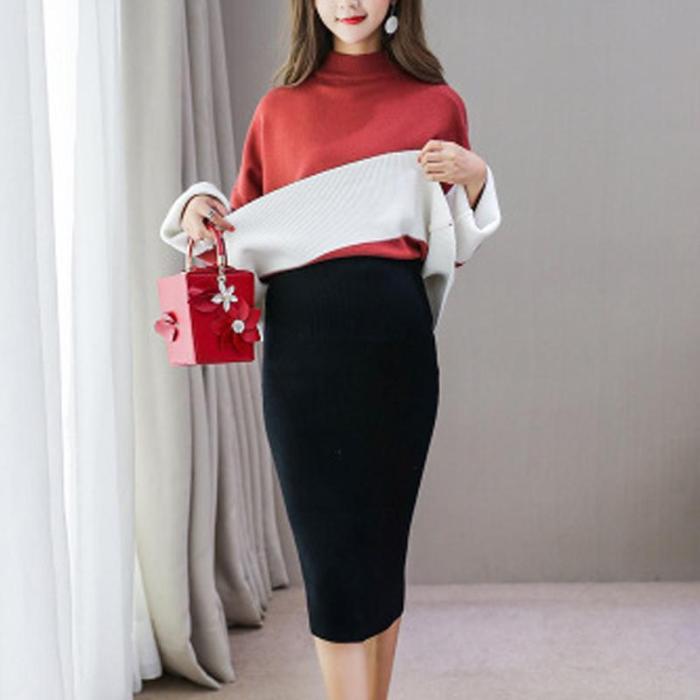 Maternity Simple Solid Color Loose Skirt