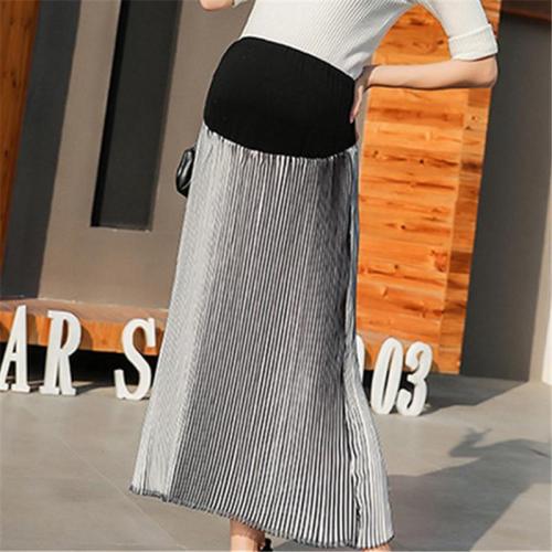 Maternity Casual Stitching Gradient Pleated Skirt