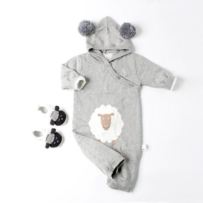 Children's Clothing Baby Sweater Knitting Baby Newborn Cartoon Hooded Jumpsuit
