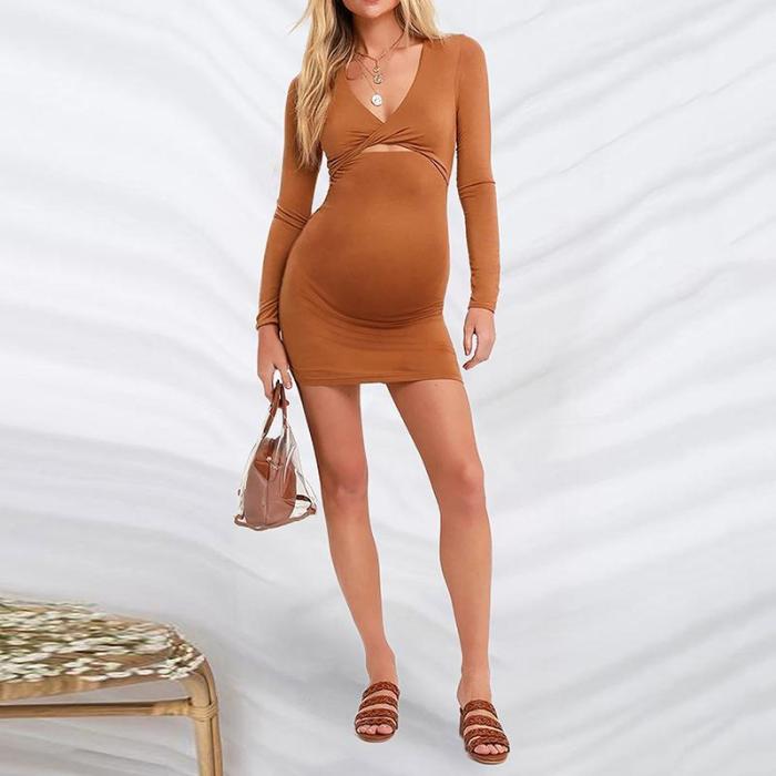 Maternity Long Sleeve Slim Dress