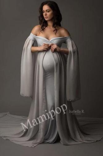 Chiffon Cape Maternity  Photoshoot Gowns  Dress