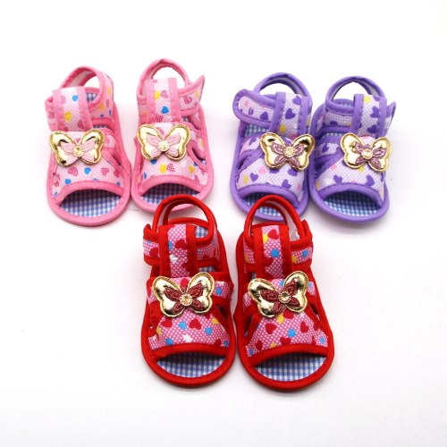 Newborn Baby Girls Printing Butterfly Prewalker Soft Sole Single Shoes Applique Toddler Buckle Shoes