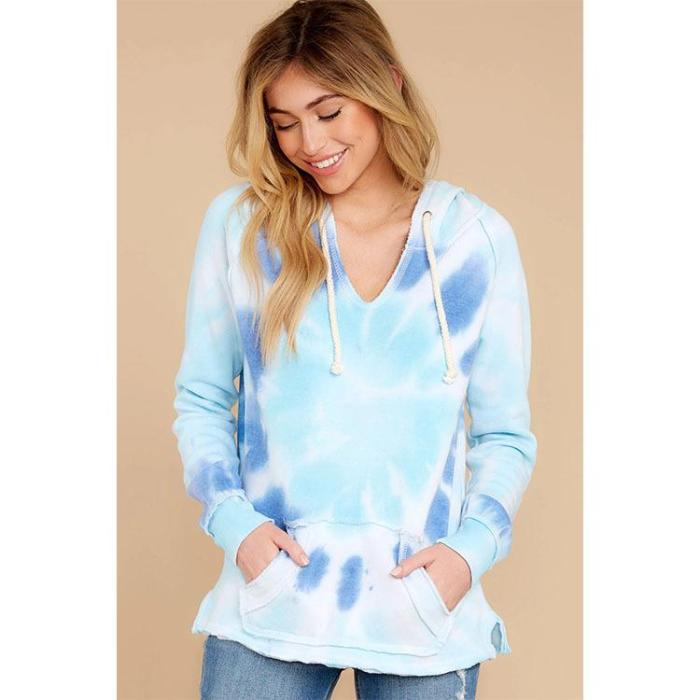 Autumn and Winter Women's Tie-dyed Pullover Hoodie