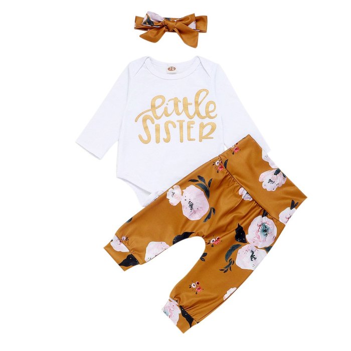 special for sisters' printed Hardwear + trousers + three piece knot set
