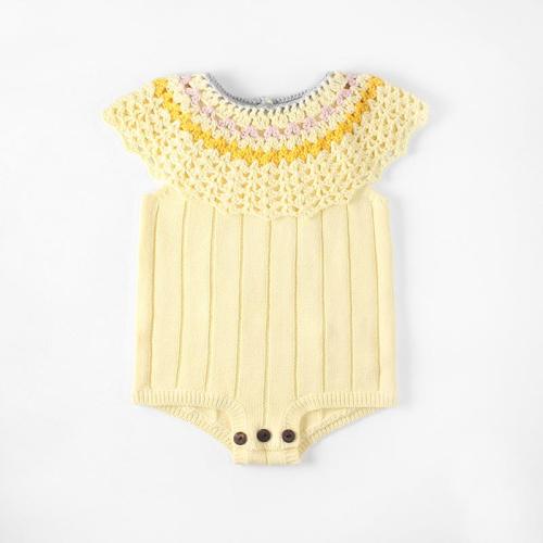 Baby's Hand Cut Hook Flower Large Lotus Leaf Collar Knitting Wool One-piece Creeper