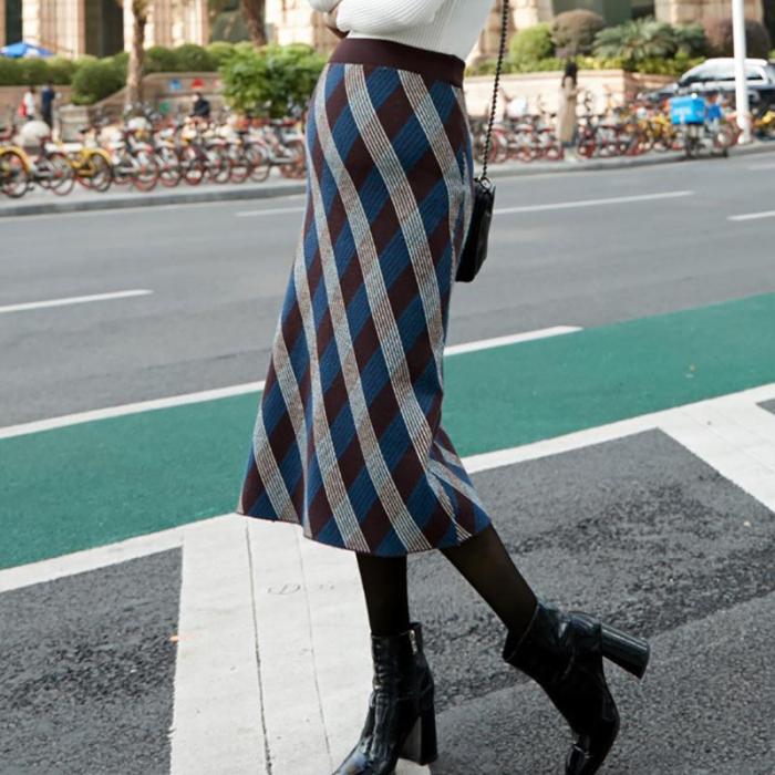 Maternity Retro Striped Printed A Line Skirt