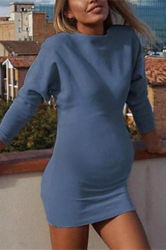 Maternity New Solid Color Long Sleeve Bodycon Dress
