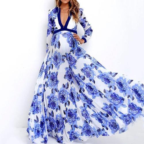 Maternity Casual Floral Printed V Neck Dress