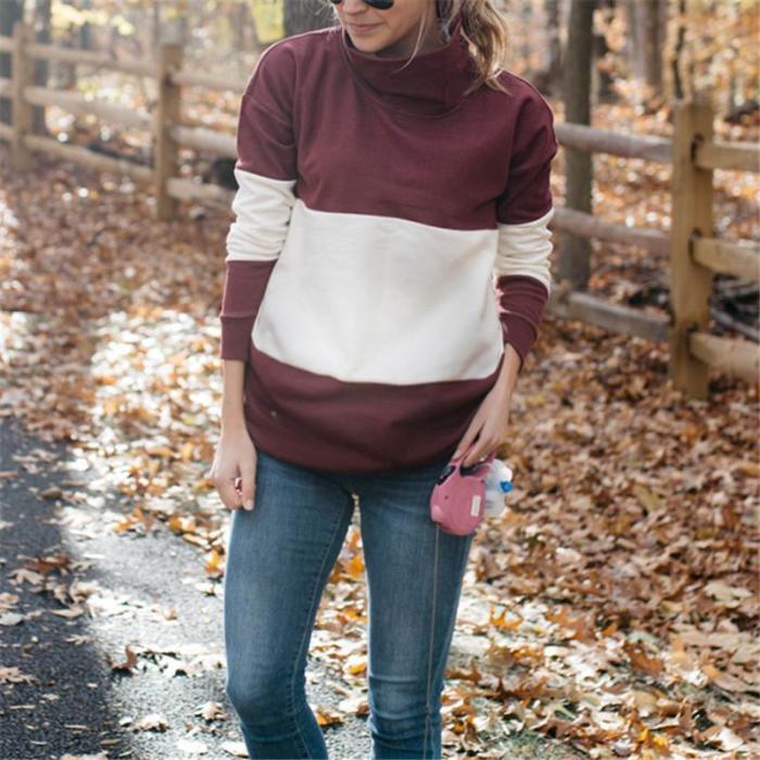 Maternity Color Block Long Sleeve Sweater