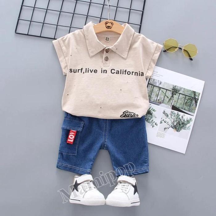 2020 summer new small and medium-sized boys and girls casual hundred cartoon  two-piece set