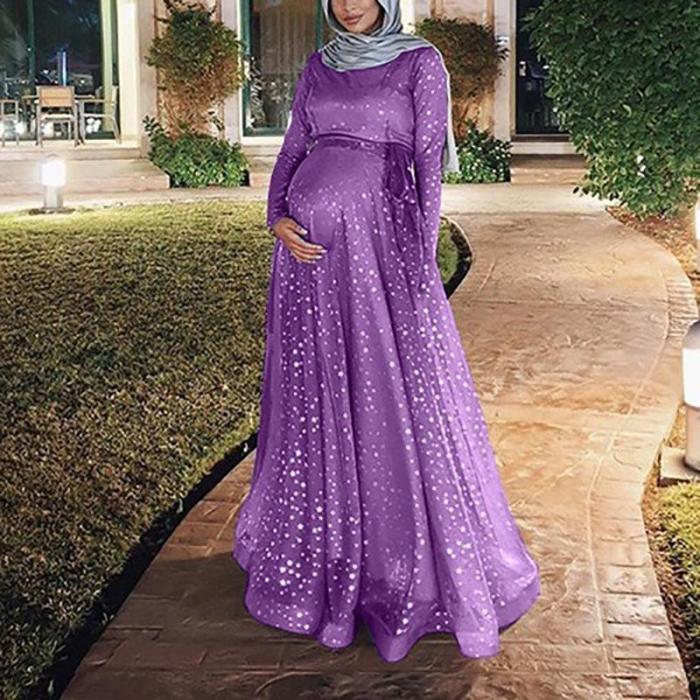 Maternity Dots Printed Long Sleeve Dress