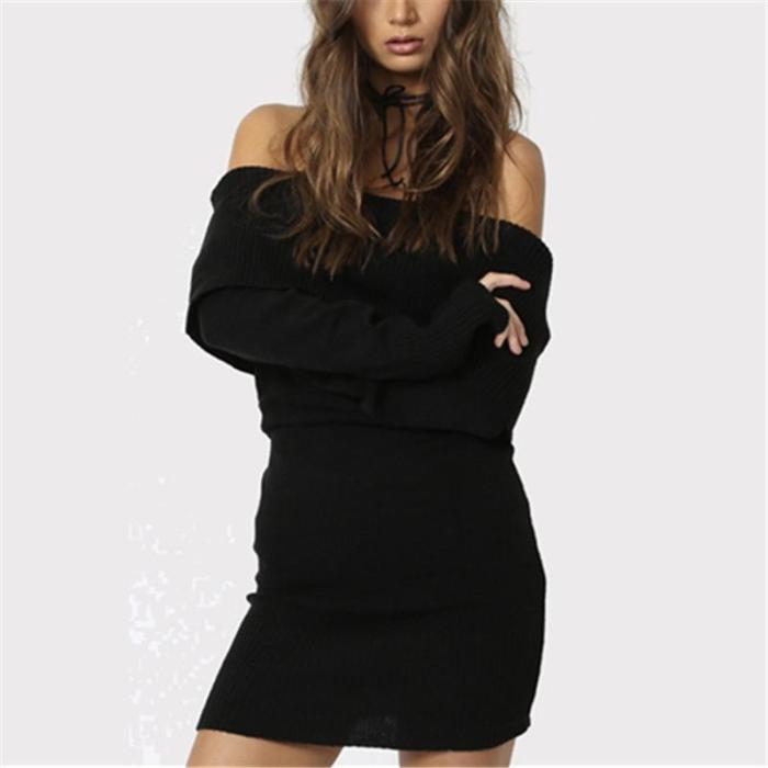 Maternity Solid Color Off-The-Shoulder Knit Rib Bodycon Dress