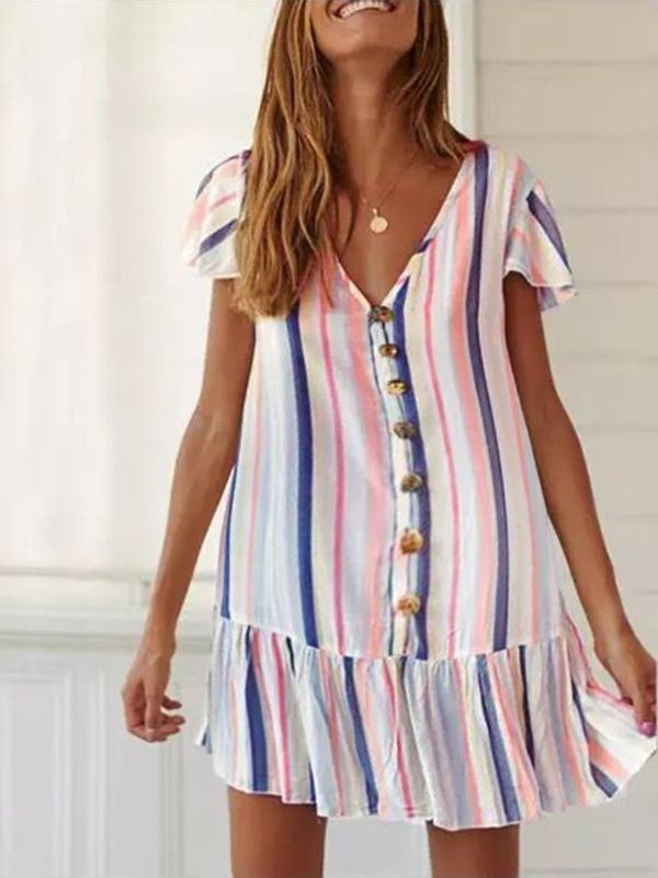 Maternity Casual Striped V-Neck Dress