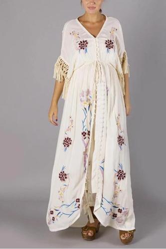 Fashion embroidered maternity V-neck dress