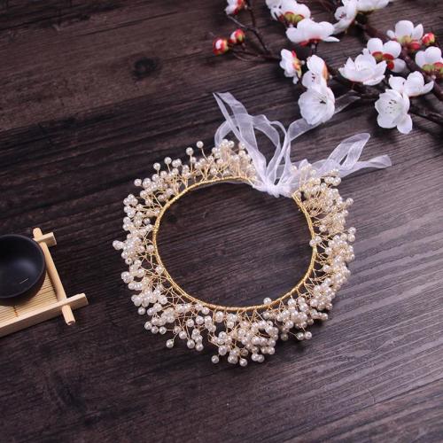 Classic handmade pearl beaded bride headband