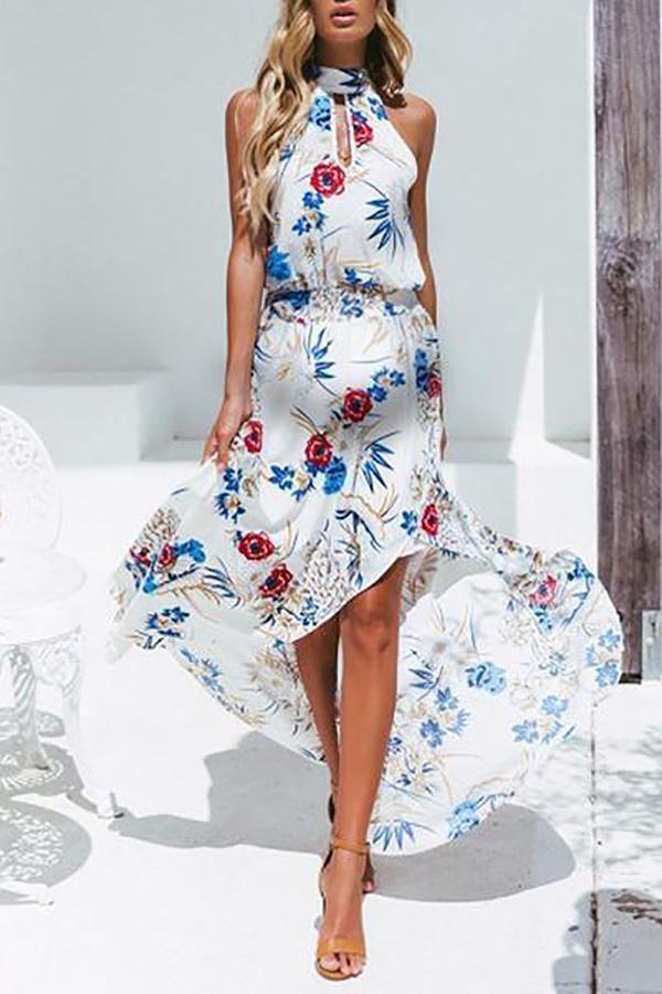 Casual Maternity Beach Sleeveless Print Maxi Dress