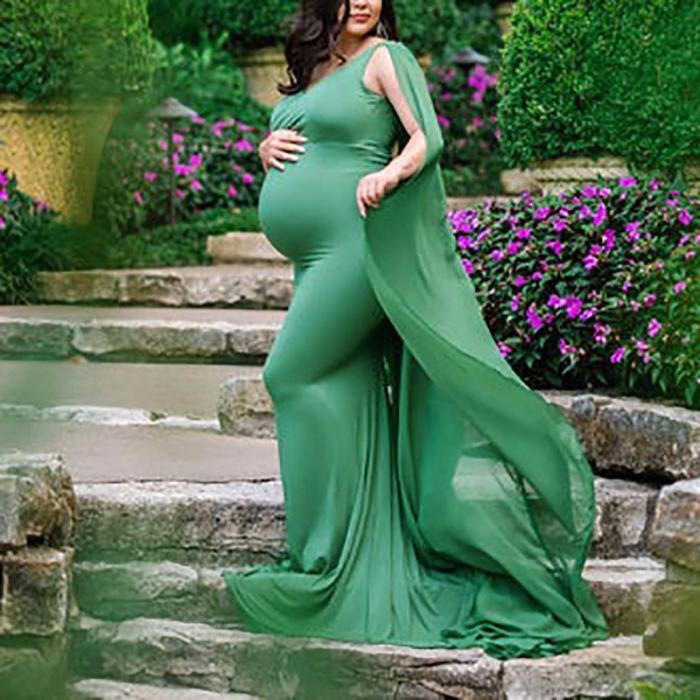 Maternity Mesh Pure Color V Neck Sleeveless Dress