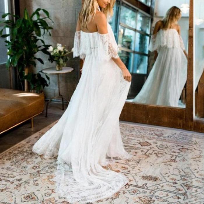 Maternity Off The Shoulder Lace Photoshoot Gowns