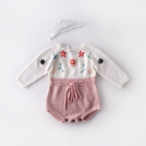 2020 New Baby Hand-embroidered Sweater Knitted Wool Jumpsuit