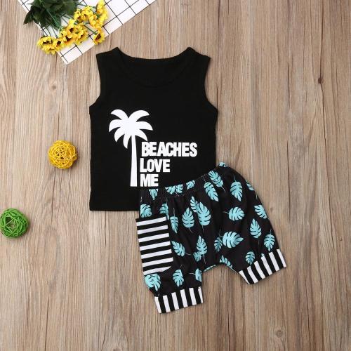 Baby  Boy Clothes Sets Coconut Tree Tops Vest Shorts Outfit Set