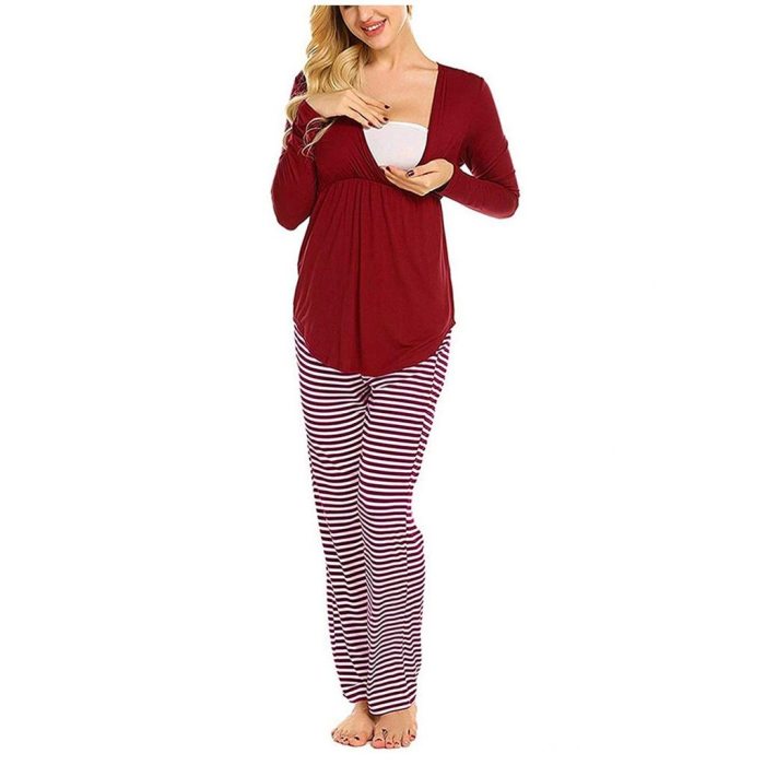 Winter Long Sleeve pajamas Women Maternity Nursing Pajamas Set