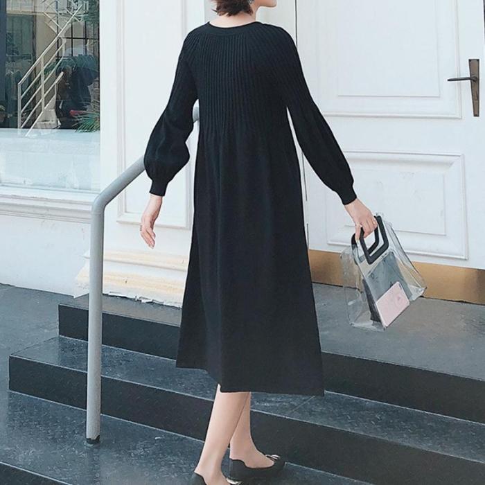 Maternity Thin Black Knit Dress