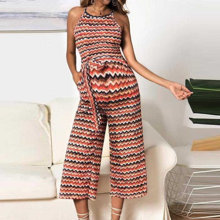 Maternity Casual Round Neck Sleeveless Printed Colour Jumpsuit