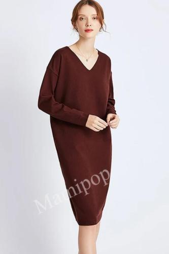 V long-sleeved Sweater Pregnant Women Dress
