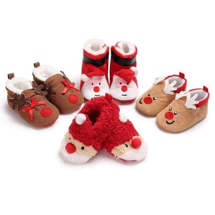 Toddler Kids Girls Christmas Snow Boot Shoes Xmas Gifts Soft Sole Newborn Baby Girl Crochet Winter Warm Prewalker Mocassins