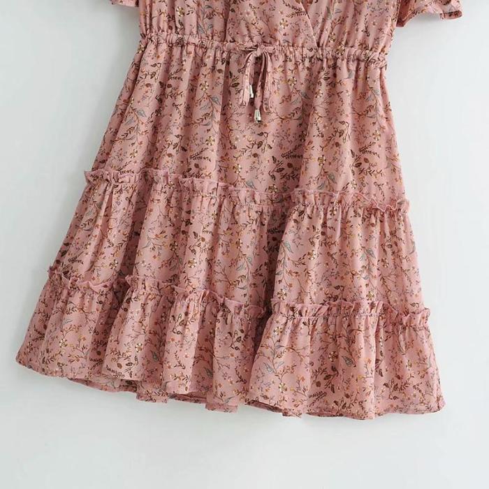 Maternity Pink Leaf Print Dress