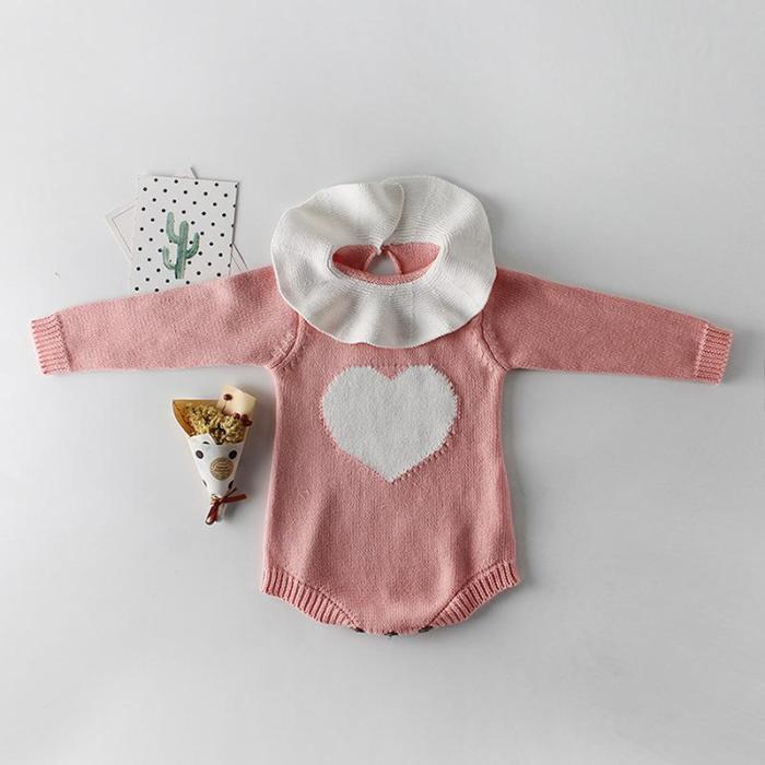 New Baby Collar Love Knitting Wool One-piece Suit Bag Fart