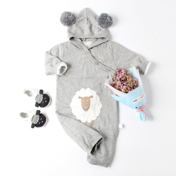 Children's Clothing Baby Sweater Knitting Baby Newborn Cartoon Hooded Jumpsuit