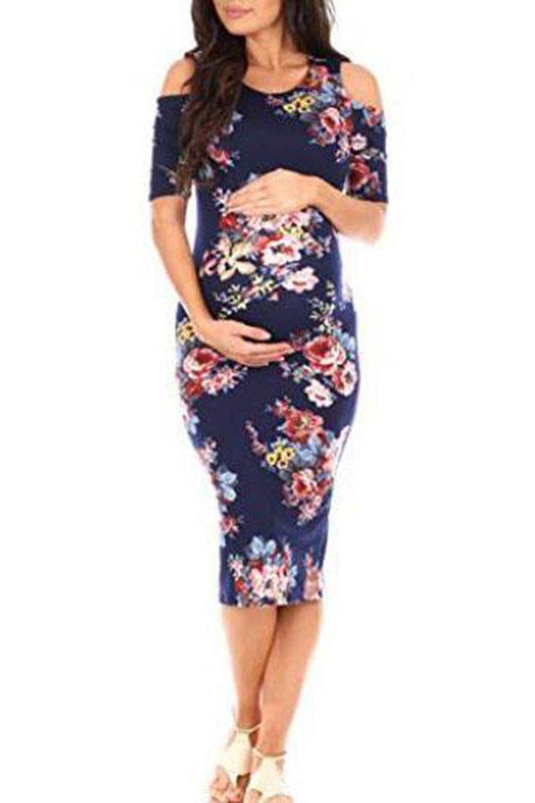 Maternity Cold Shoulder Body-Con Dress